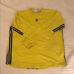 Adidas Yellow Crewneck with Black Stripes